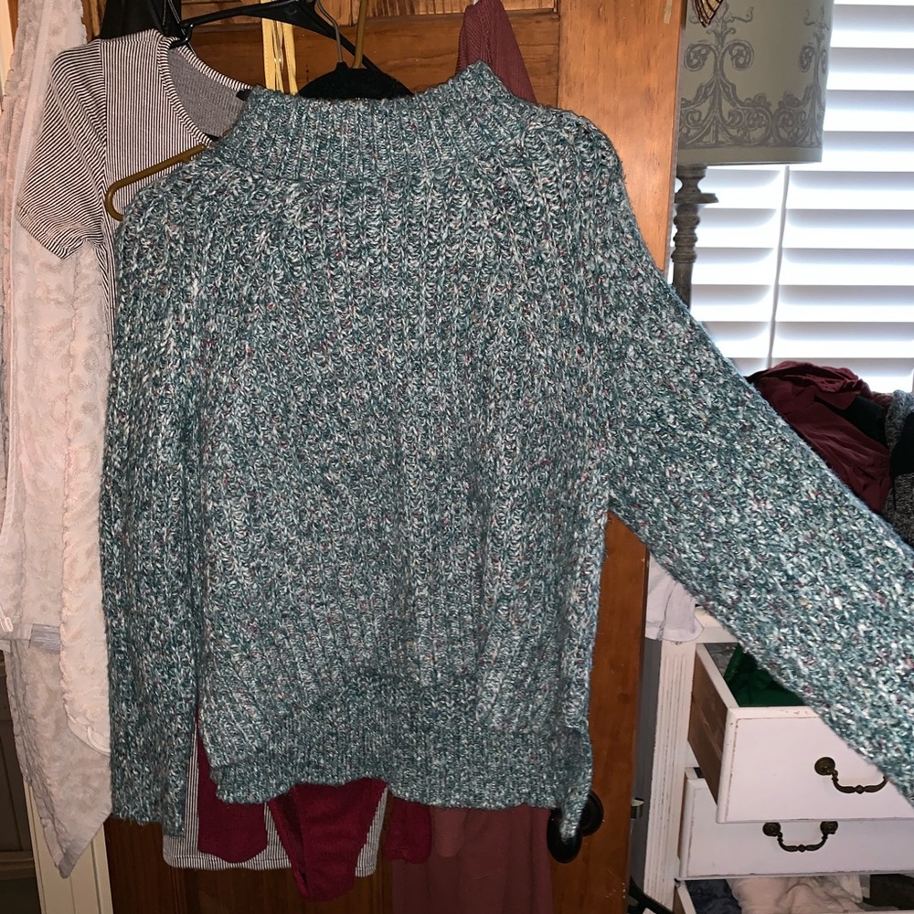 Silence + noise high neck cropped knit sweater